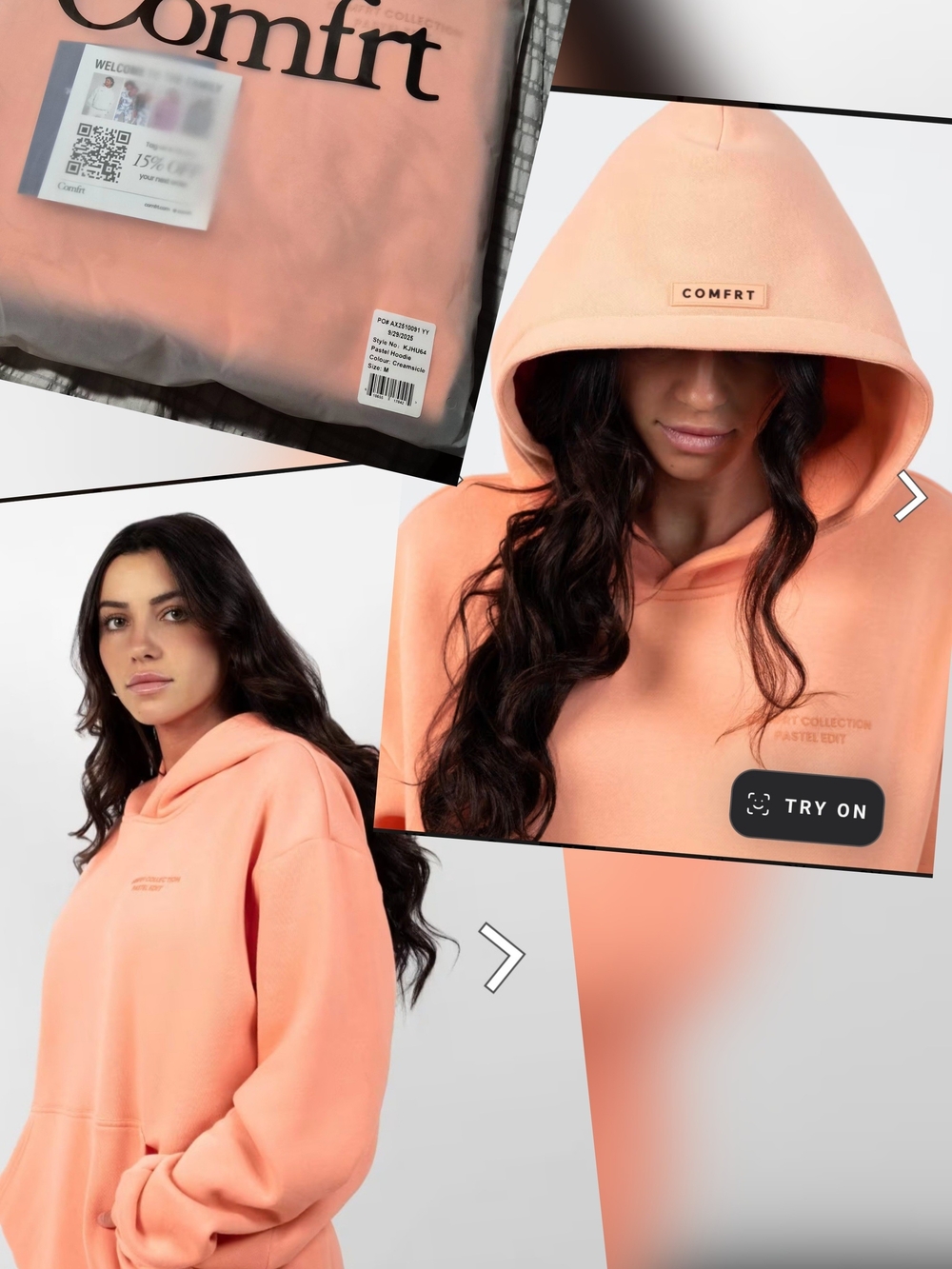 NEW! Comfrt Women’s Creamsicle Hoodie - Relaxed Pullover Sweatshirt